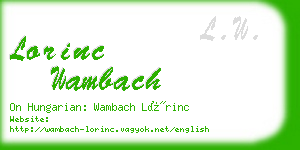 lorinc wambach business card